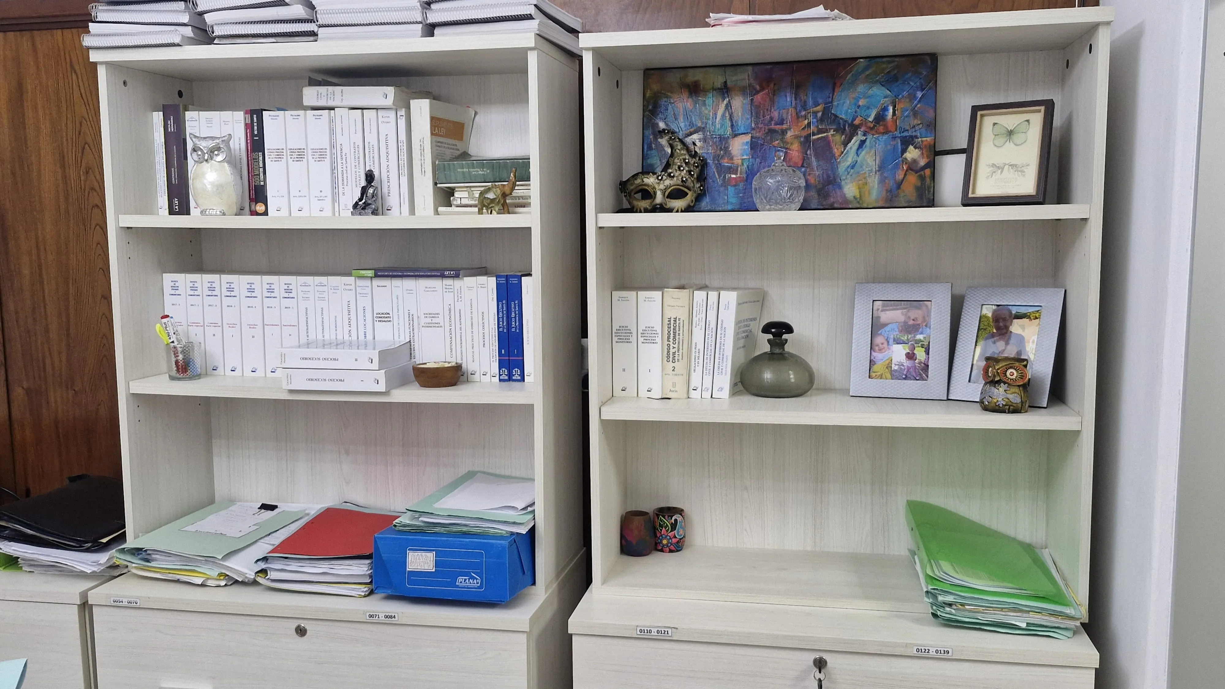 Biblioteca jurídica del estudio con códigos y bibliografía